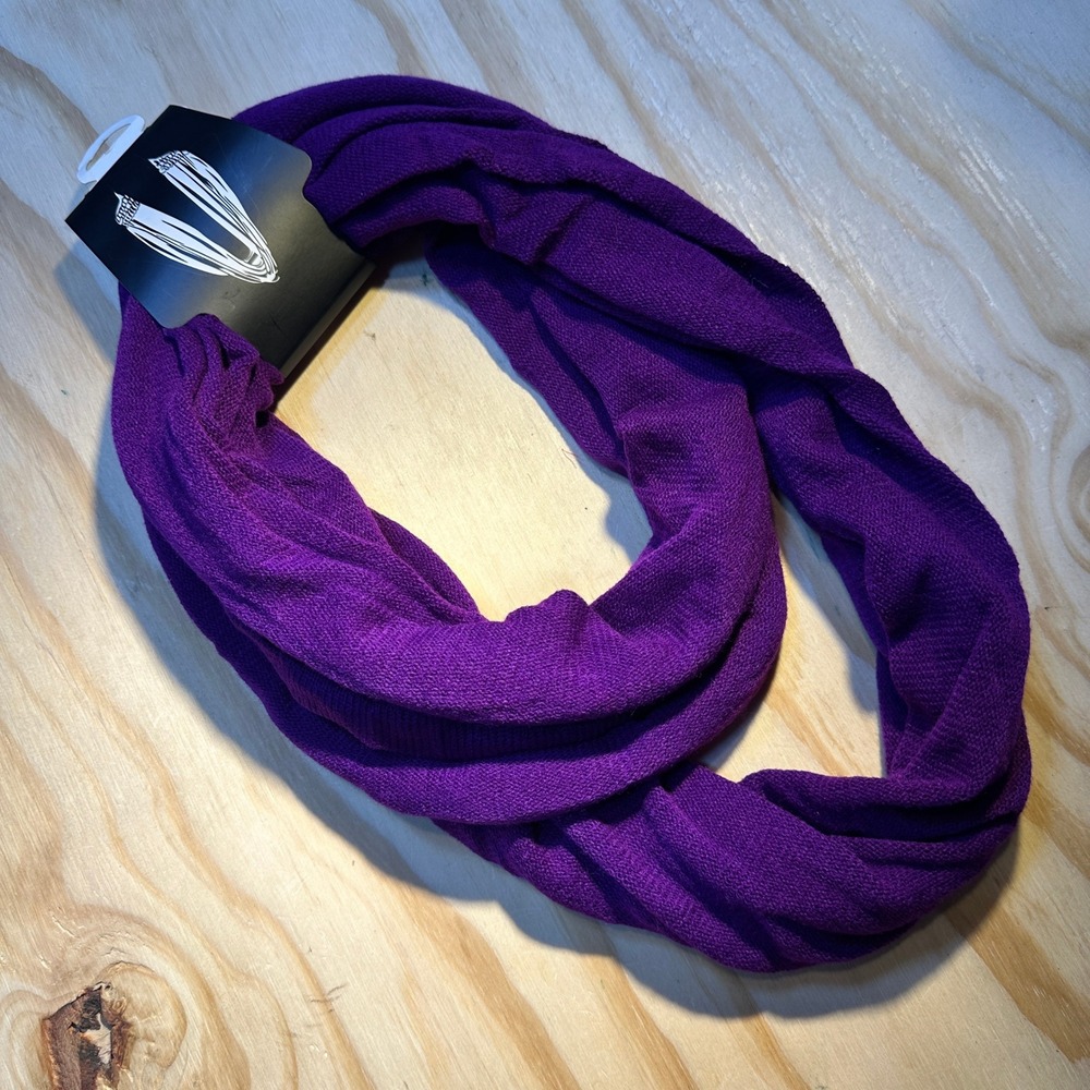 Purple Infinity Scarf Women One Size Textured Knit Lightweight Loop Scarf